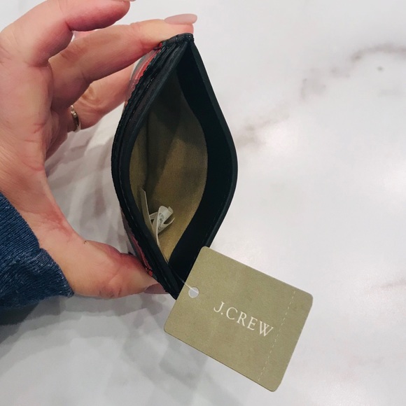 J.CREW Leather Plaid Tartan Card Holder Wallet - Picture 5 of 6